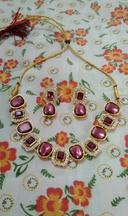 Purple Mirror Kundan Necklace Set for Women photo review