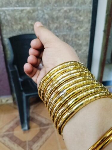 Traditional Gold-Plated Coil Kada Bangles Set photo review