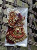Regal Red Beaded Kundan Necklace Set with Earrings for Women photo review