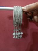 Sparkling Silver Bridal Kaleera Bangles with Long Hanging Charms – Premium Wedding Set photo review