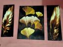 3-Piece Golden Leaf & Feather Wall Art –Wall Painting photo review