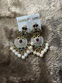 Royal Pearl Cluster Temple Earrings with Ruby-Green Accents photo review