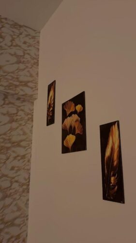 3-Piece Golden Leaf & Feather Wall Art –Wall Painting photo review