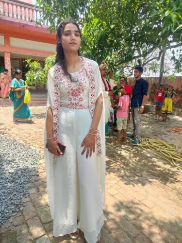 Graceful White Floral Indo-Western Co-Ord Set with Cape Dupatta photo review