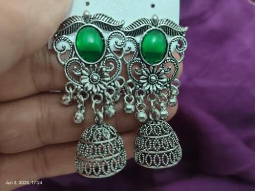 Oxidized Silver Jhumka Earrings Combo Set for Women photo review