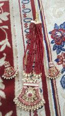 Regal Red Beaded Kundan Necklace Set with Earrings for Women photo review