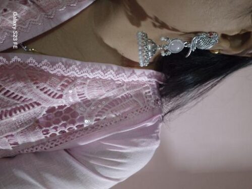 Oxidized Silver Parrot Design Jhumka Earrings with Lavender Stone & Pearl Drops photo review