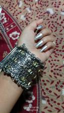 Antique Oxidized Silver Wide Cuff Bracelet with Mirror Work photo review