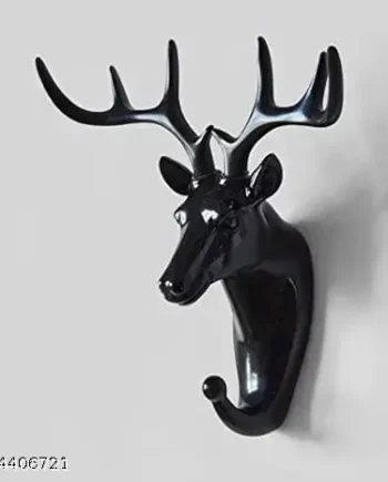Deer Head Wall Hook – Black Self-Adhesive Hanger for Keys
