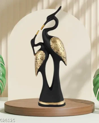 Gold Crane Couple Resin Showpiece
