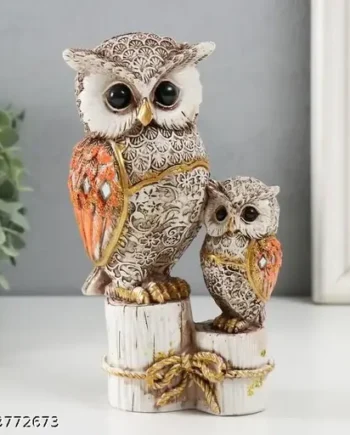 Elegant Owl Family Resin Showpiece for Home Decor