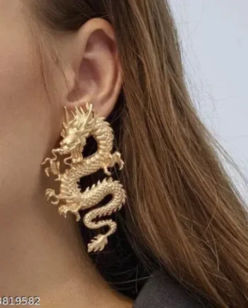 Fierce Gold Dragon Statement Earrings