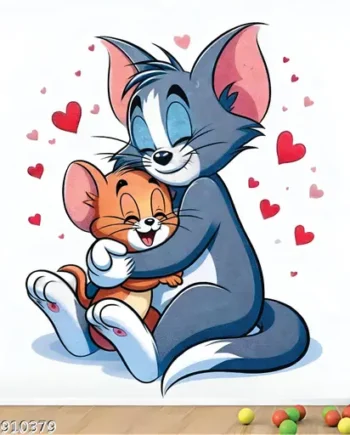 Tom and Jerry Hug Cartoon Wall Sticker for Kids
