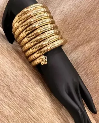 Traditional Gold-Plated Coil Kada Bangles Set