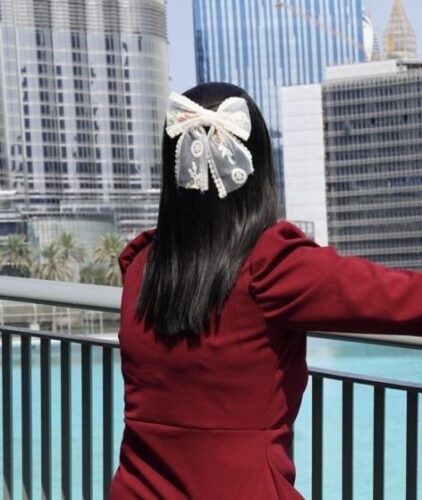 Lace Floral Bow Hair Clip with Pearls for Women photo review