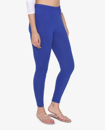 Ink Blue Cotton Stretchable Solid Leggings