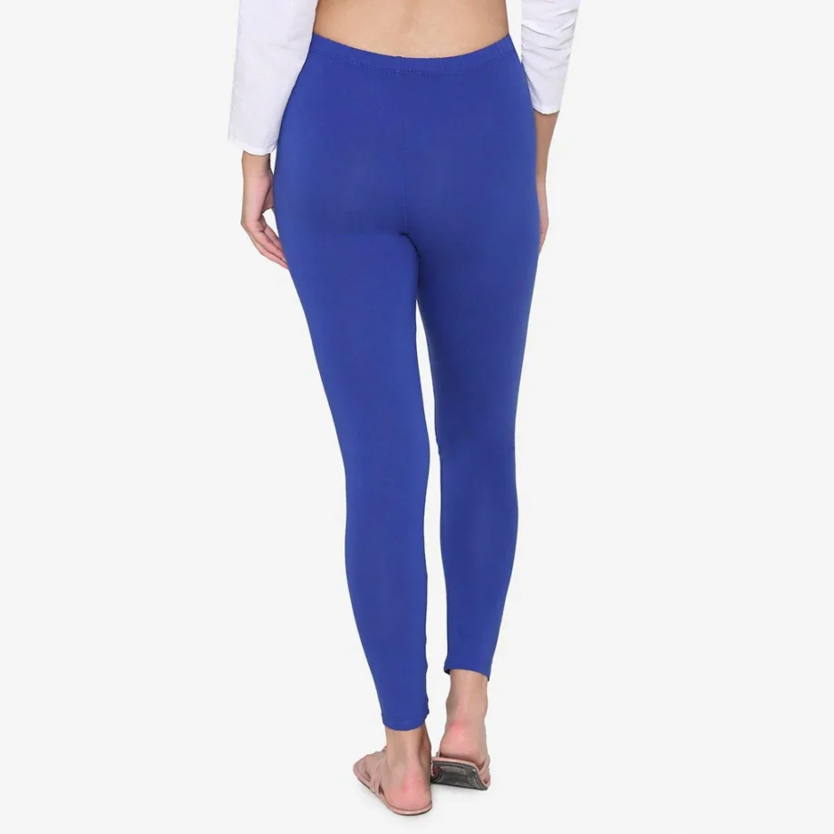 Ink Blue Cotton Stretchable Solid Leggings