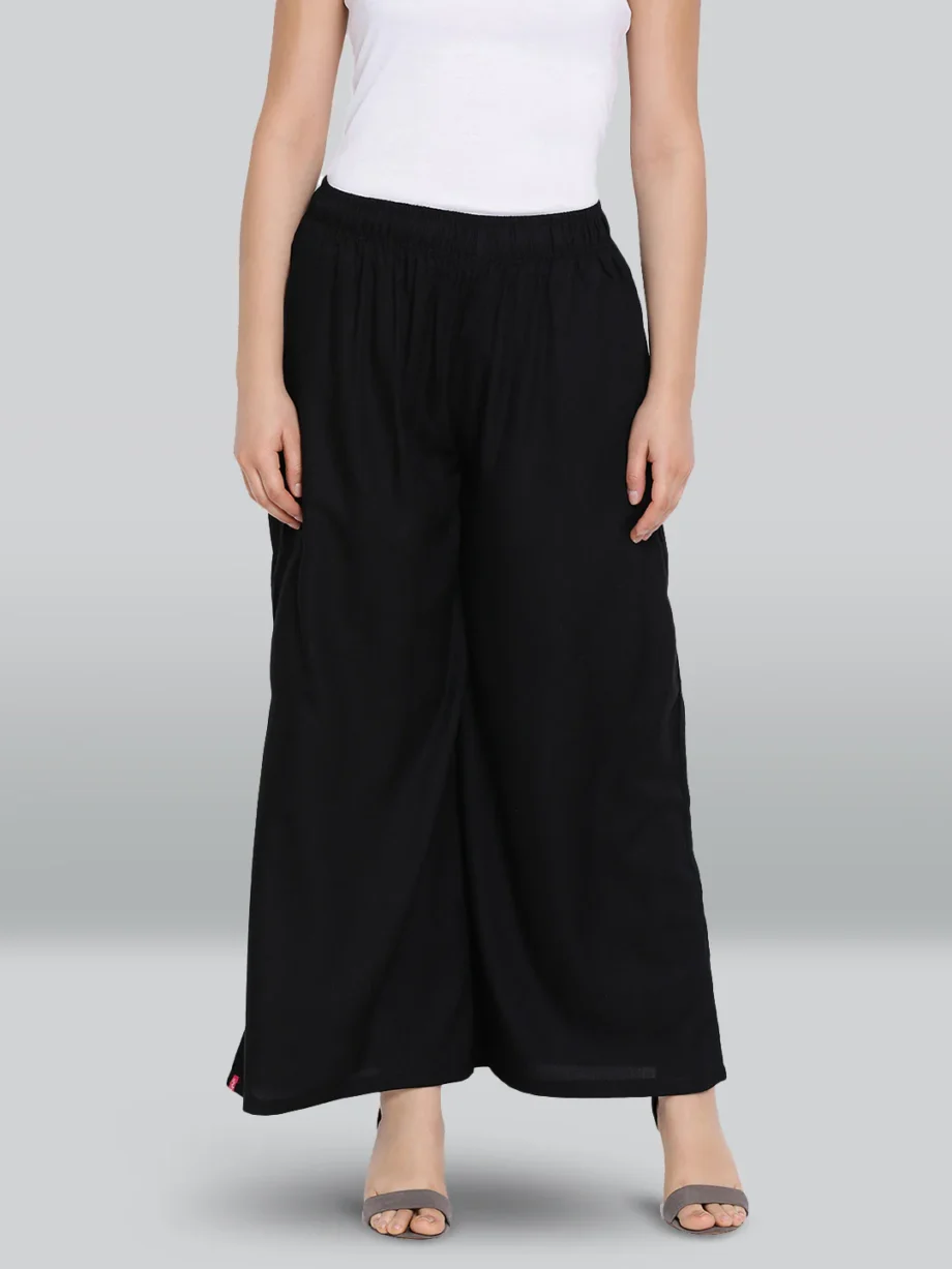 LYRA Black Rayon Palazzo