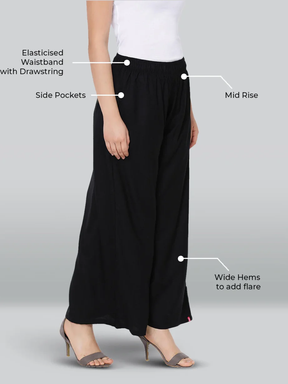 LYRA Black Rayon Palazzo