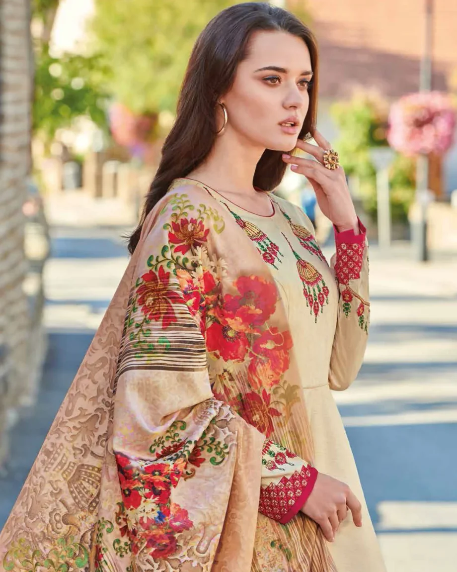 Embroidered Gown Suit