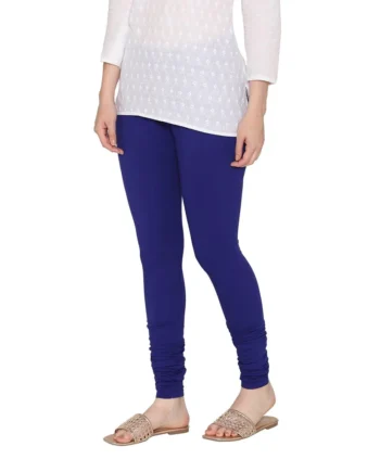 Ink Blue Cotton Stretchable Churidar Leggings