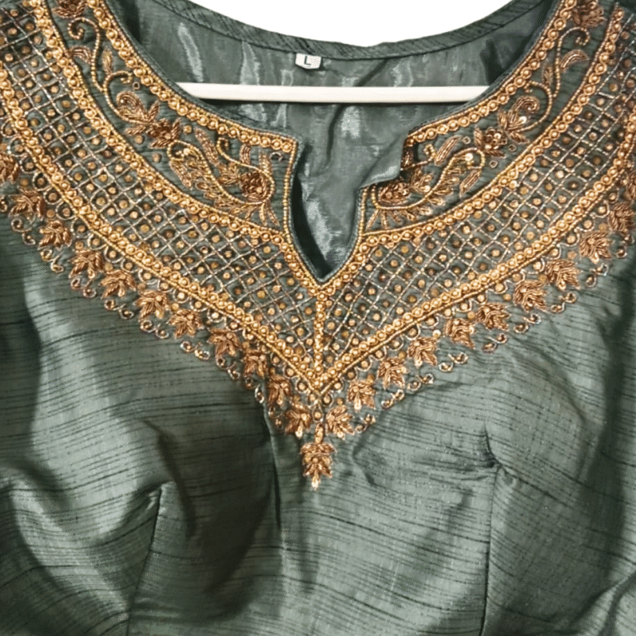 Dark Green Embroidered Anarkali Gown with Dupatta