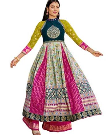 Designer Multicolor Anarkali Kurti with Embroidery & Printed Flair