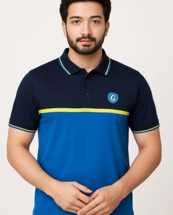 Navy & Blue Colorblock Polo T-Shirt for Men