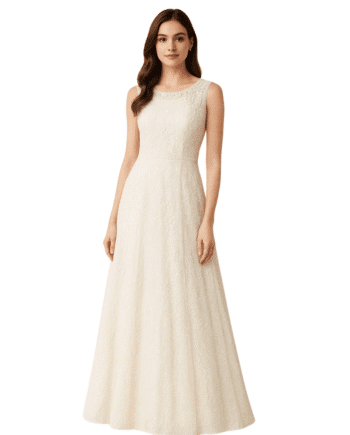 White Sleeveless Embroidered Gown 2