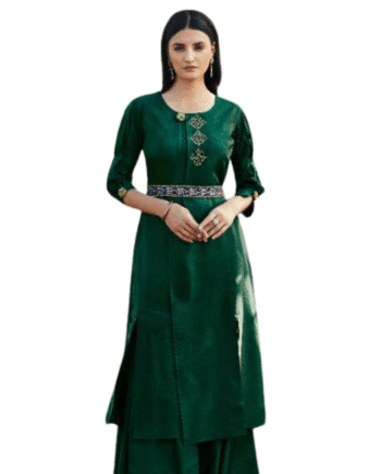 Dark Green Embellished Gown for Women