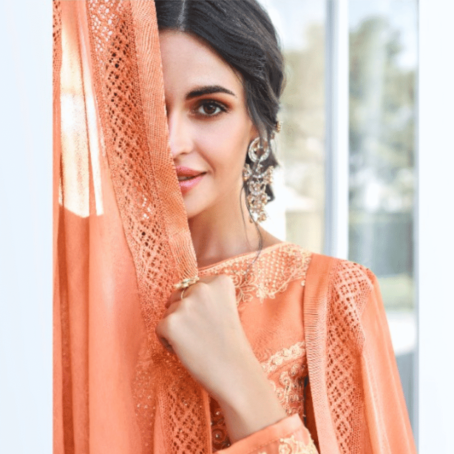 Orange Designer Embroidered Anarkali Gown