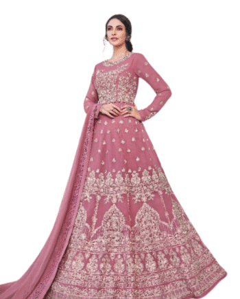 Pink Designer Embroidered Anarkali Gown