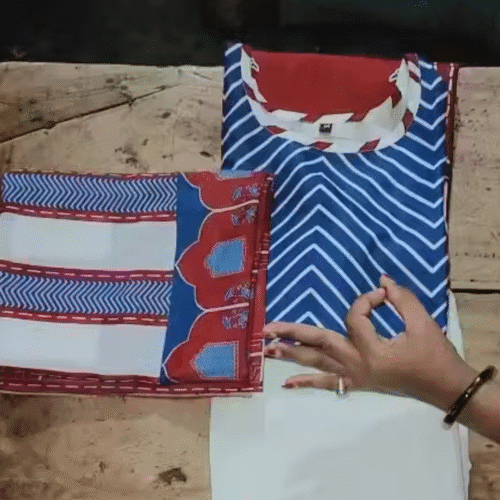 Multicolor Printed Kurti with Pant & Dupatta Set photo review