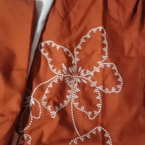 Orange Floral Printed Kurti with Pant & Dupatta Set photo review